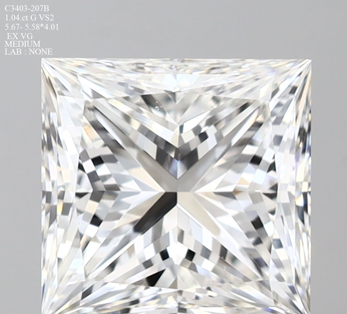 Diamond Natural 1,04Ct G-VS1 Princess - GIA1555000351