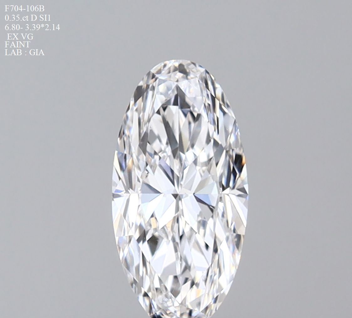 Diamond Natural 0,35Ct D-SI1 Oval - GIA2554063651